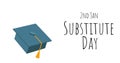 Image of substitute day text over graduation cap icon on white background Royalty Free Stock Photo