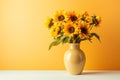 Sunflower Vase Vintage Country Kitchen Royalty Free Stock Photo