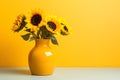 Sunflower Vase Vintage Country Kitchen Royalty Free Stock Photo