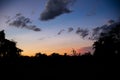 Image during sunset or afternoon over trees canopy bed. Afternoon in Peruvian jungle.