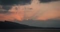 Sunset from viewpoint in Oia on Santorini island in Greece Royalty Free Stock Photo