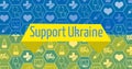Image of support ukraine text over medical icons