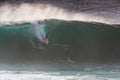 Image Surfer on Blue Ocean Big Mavericks Wave in California