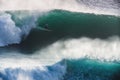 Image Surfer on Blue Ocean Big Mavericks Wave in California Royalty Free Stock Photo