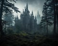 The surroundings of a gloomy Gothic castle.