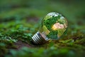 Image Sustainable vision Green world map on a light bulb