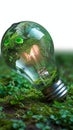 Image Sustainable vision Green world map on a light bulb