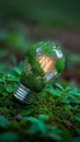 Image Sustainable vision Green world map on a light bulb