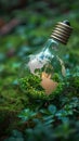 Image Sustainable vision Green world map on a light bulb