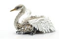 Image of a swan modified into a robot on a white background. Wild Animals. illustration, generative AI Royalty Free Stock Photo