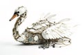 Image of a swan modified into a robot on a white background. Wild Animals. illustration, generative AI Royalty Free Stock Photo