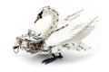 Image of a swan modified into a robot on a white background. Wild Animals. illustration, generative AI Royalty Free Stock Photo