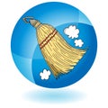 Sweeping Whisk Broom Round Blue Button Icon Royalty Free Stock Photo