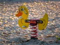 Image of swing duck at playground in sandpit Royalty Free Stock Photo