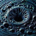 Deep Sea Swirl: Dark Blue Liquid Vortex with Droplets, generative ai Royalty Free Stock Photo