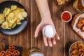 Image of table with chips,baseball