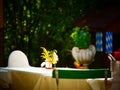 Image of a table setting in a german bavarian beergarden Royalty Free Stock Photo