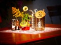 Image of a table setting in a german bavarian beergarden Royalty Free Stock Photo