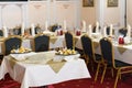 an image of tables setting at a luxury wedding hall Royalty Free Stock Photo