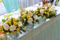 Image of tables setting at a luxury wedding hall Royalty Free Stock Photo