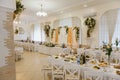 An image of tables setting at a luxury wedding hall Royalty Free Stock Photo