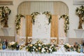 An image of tables setting at a luxury wedding hall Royalty Free Stock Photo