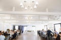 An image of tables setting at a luxury wedding hall Royalty Free Stock Photo