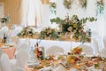 An image of tables setting at a luxury wedding hall Royalty Free Stock Photo