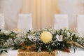 An image of tables setting at a luxury wedding hall Royalty Free Stock Photo