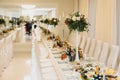 An image of tables setting at a luxury wedding hall Royalty Free Stock Photo
