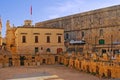 The old scene of current Royal Opera House site with Our Lady Of Victories Chapel behind at South Street, Valletta, Malta Royalty Free Stock Photo