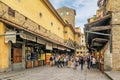 Shops on the Ponte Vecchio bridge that spans the Arno River in Florence, Italy. Royalty Free Stock Photo