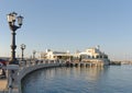 Bari, italy: promenade lampposts on the adriatic sea Royalty Free Stock Photo