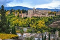 Image taken from the Saint Nicholas viewpoint of the Alhambra landscape on a cloudy autumn day