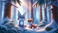 Magical Winter Companions: Fox and Lynx in the Enchanted Forest