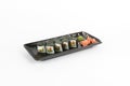 Image of tasty sushi set with vegetables Royalty Free Stock Photo