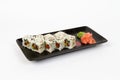 Image of tasty sushi set with vegetables Royalty Free Stock Photo