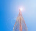 image of Tele-radio tower with blue sky for background usage. Royalty Free Stock Photo