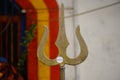 Close view of shiva\'s trishul and damroo hindu god shiva symbol