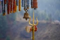 Close view of shiva\'s trishul and damroo hindu god shiva symbol