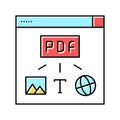 image, text and web site page to pdf file color icon vector illustration Royalty Free Stock Photo