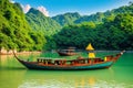 Thai fishing boat along the river made with Generative AI