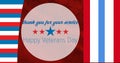 Image of thank you for your service happy veterans day text over american flag stars and stripes Royalty Free Stock Photo