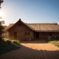 The thatched roof African mud house is typical of the southern African region.