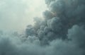 Image of thick dense smoke cloud billowing, obscuring sky. Abstract pattern of fog, pollutant smog with dramatic motion. Concept Royalty Free Stock Photo