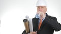 Image with a Thirsty Engineer Drinking Fresh Water from a Bottle Royalty Free Stock Photo