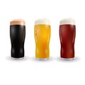 Image of three wine glasses with bright, red and dark beer. Isolated on white background. illustration Royalty Free Stock Photo
