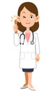 Thumbs up female doctor whole body