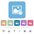 Image time flat icons on color rounded square backgrounds Royalty Free Stock Photo