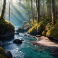 Tiny bay with driftwood lining the rocky beach view from above a rocky cliff with trees and lichen-covered Royalty Free Stock Photo